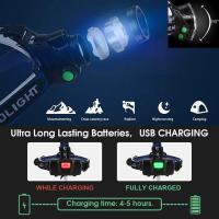Linterna Frontal Recargable USB 18650 Con Sensor De Movimiento LED Impermeable Para Pesca Y Camping Luz De Mano Portátil - details 8