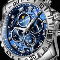 Reloj De Hombre Impermeable Con Cronógrafo Y Dial 3D De Estrella Galáctica Luminosa De Acero Inoxidable Para Regalo De Cumpleaños - details 2