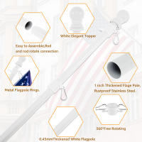 Kit De Pabellón Ajustable 5/8.5 Pies Acero Inoxidable Soporte De Bandera Para Jardín Casa Porche Residencial Montaje En Pared - details 2