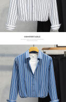 Camisa Hombre Verano 2024 Manga Larga Cuello En Pointe Estilo Slim Fit Rayada Negra Y Blanca Antideslizante No Hierro Resistente a Arrugas Para Negocios - details 12