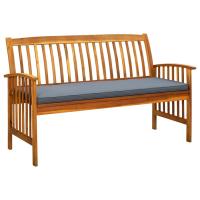vidaXL Banco de jardín con cojín madera maciza de acacia 147 cm en color Crema/Gris oscuro | acolchados duraderos para sofás de jardín terraza exterior - details 1
