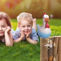 Decorative Hen Garden, Funny Garden Statues Outdoor Garden Decoration Funny Resin Chicken Garden Decoration Hen Shape Animal Figurine Sculptures [Gray] - details 2