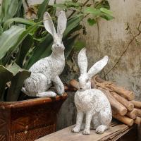 2 Piezas Elegantes Estatuillas De Conejo Para Jardín Decoración De Hogar Y Escritorio Figuras De Resina Para Escritorio Y Jardín Interior Y Exterior Decoración De Pared Con Animal Tema - details 2