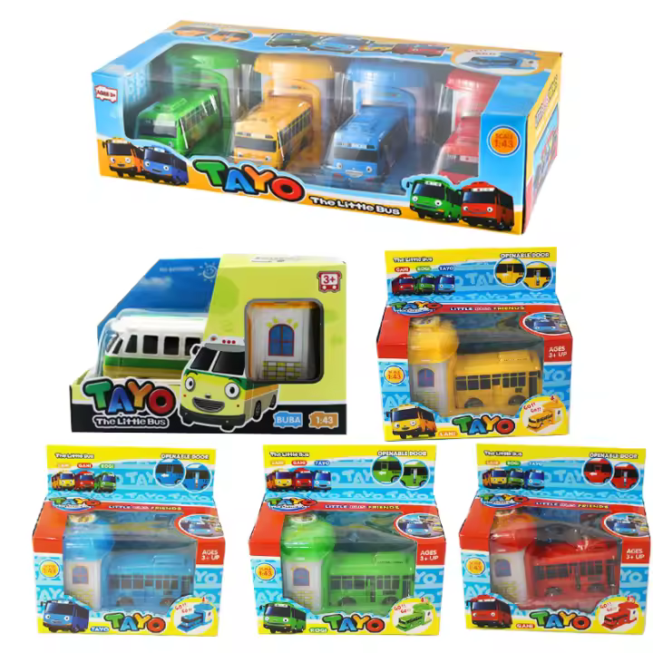 Coche De Manivela Tayo Coreano Con Puertas Abatibles Mini Autobús De Dibujos Animados Para Niños Juguete De Plástico Diecast - 1