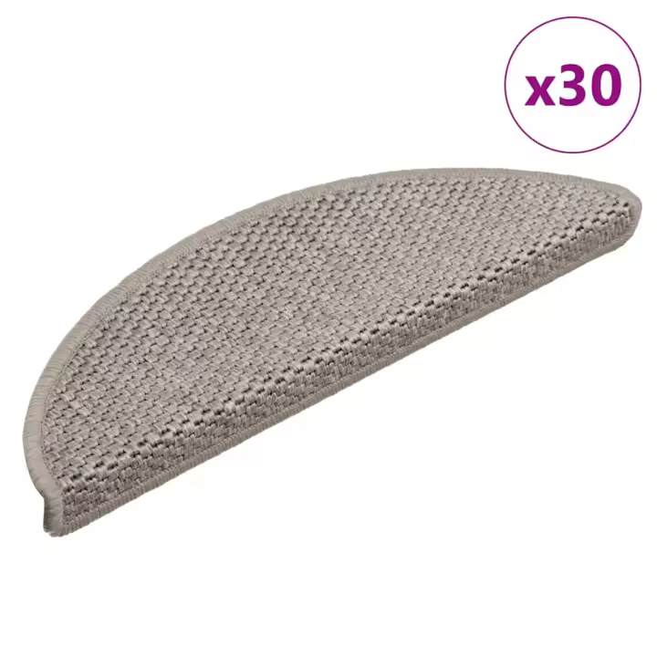 vidaXL Alfombra autoadhesiva escalera sisal 30 uds 56x17x3 cm plateado - 1