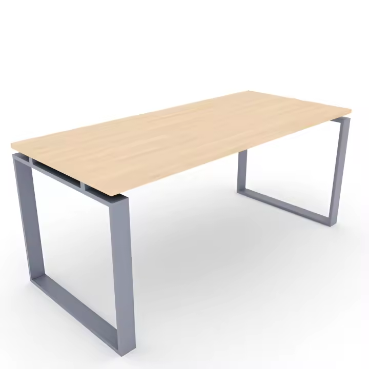 OFICIT Mesa con Tablero de Madera de Haya y Estructura Gris Plata Modern. Fabricación Nacional. Ideal para Estudio Trabajo Despacho Oficina - 1