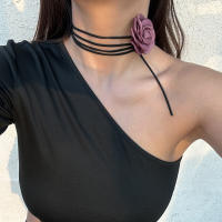 Collar Gargantilla Elegante Con Gran Flor Para Mujer Moda 2023 Cadena Larga De Nudo Joyería En Collar De Cuello - details 3