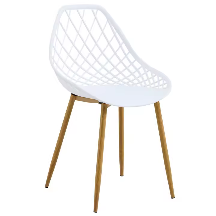 Silla STRAUSS, metal, polipropileno blanco - 1