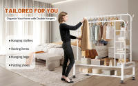 Burro Ropa,Burro ropa con ruedas,Perchero burro ropa resistente,Burro ropa con 4 layers of storage(blanco) - details 4