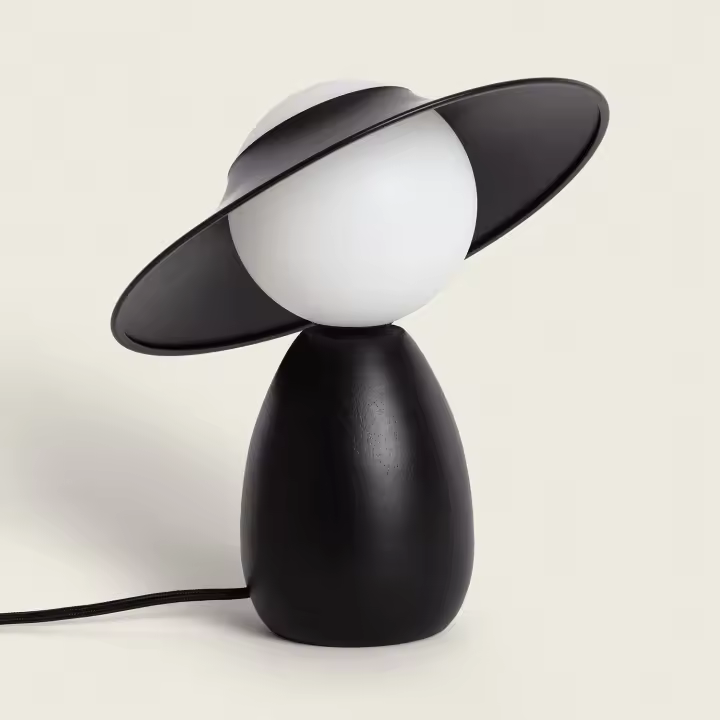 Ledkia Lámpara de Mesa Madera Raisa Negro - 1