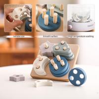 Juguetes Educativos De Silicona Para Bebés Formas Geométricas De Madera Estrella Del Cielo Juego De Bloques De Pila Creativo Montessori - details 1