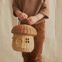 Cesta De Hongo Tejida De Rotura Bohemia Portátil Para Almacenamiento De Juguetes Y Artículos Variados Organizador De Picnic Al Aire Libre Y Vacaciones Material De Paja Ecológico - details 9