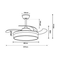Ventilador de Techo Retráctil con Luz LED 72W CCT Regulable, Motor DC Silencioso de 6 Velocidades, Control Remoto, Ø1070mm – Ventilador de Techo Moderno para Salón, Dormitorio, Oficina ostark-LEDUNI - details 0