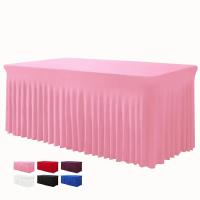 Mantel Rectangular De 6ft Con Falda De Poliéster Ajustable Negro Cubierta De Mesa De Spandex Para Mesa De 6 Pies - details 11