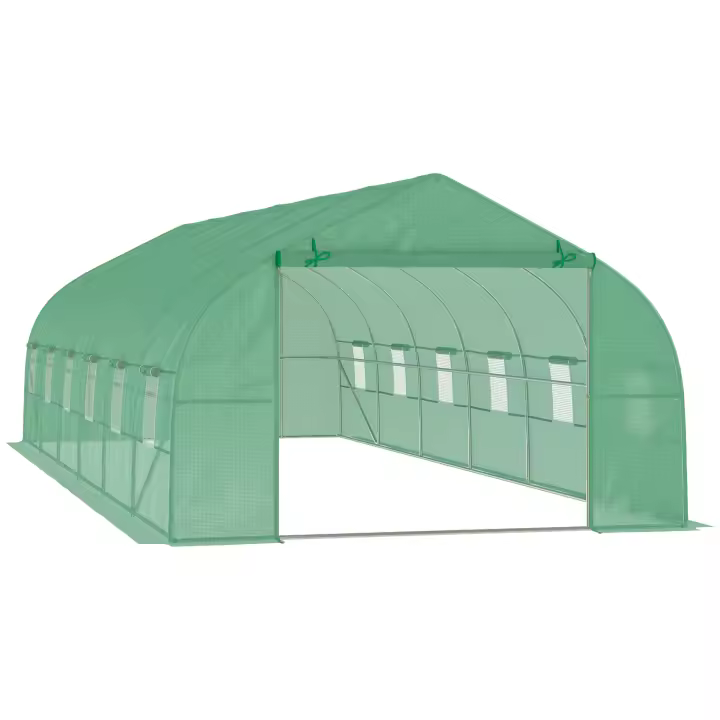 Outsunny Invernadero de Túnel 800x300x200 cm con 12 Ventanas y Puerta Enrollable Cubierta PE 140 g/m² y Acero para Cultivo de Plantas Verduras - 1