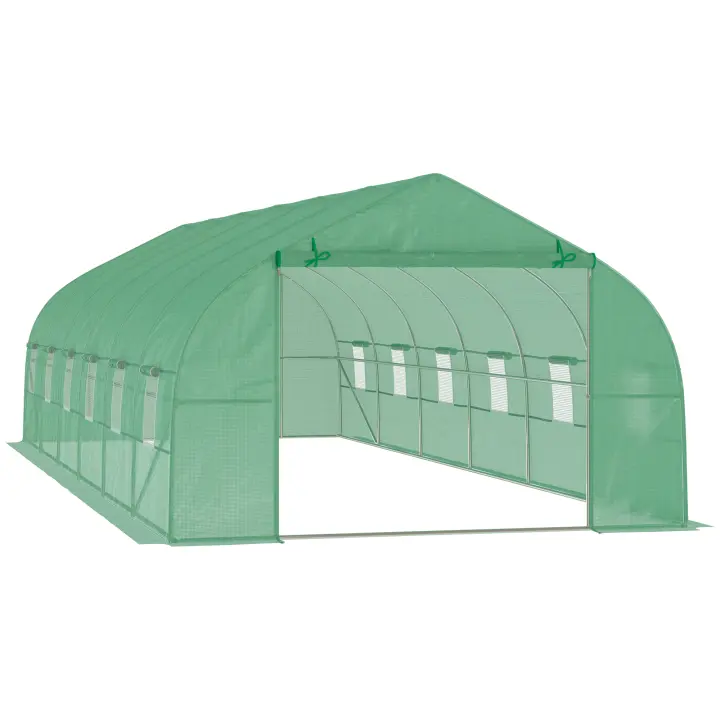 Outsunny Invernadero de Túnel 800x300x200 cm con 12 Ventanas y Puerta Enrollable Cubierta PE 140 g/m² y Acero para Cultivo de Plantas Verduras - 1