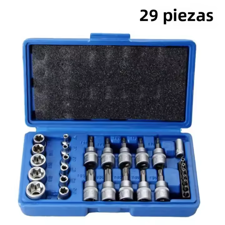 Juego De Llaves Torx Y E-Torx 34/29 Piezas Con Driver 1/4" 3/8" 1/2" Herramienta Manual Para Reparación De Coches - 1