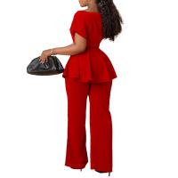 Conjunto De Pantalones Y Blusa Elegante Para Mujer Traje De Oficina Con Cinturón Alto Ajustado Ropa Trasera Larga Estilo Recto - details 39