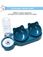 Tazas Para Gatos Triple Con Bebedero Automático 2 En 1 Diseño Inclinado Y Giratorio Para Perros Y Gatos Plástico Resistente - details 1