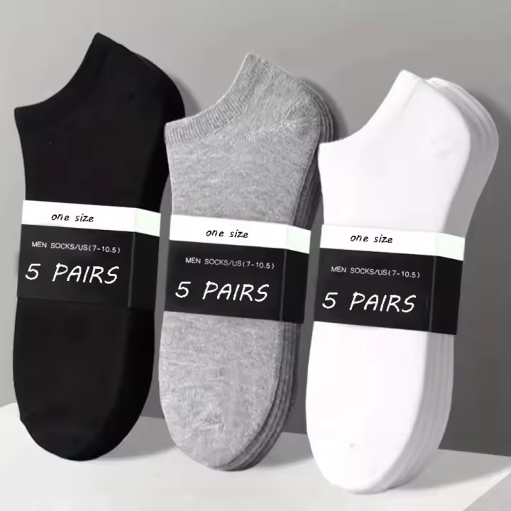 Calcetines Náuticos para Verano e Invierno para Hombres de Alta Calidad - 5 Pares. Color Gris, Negro y Blanco - 1
