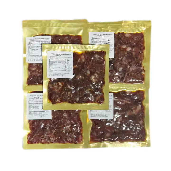 Taquitos de  Jamón Ibérico - Virutas de Jamón Ibérico - 5 unidades de 100g - Ibéricos Faustino Gil - - 1