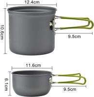 Picnic Camping Senderismo Mochilero Olla Pan Utensilios de Cocina Juego de cuencos para Cocinar al Aire Libre, Aluminio - details 2