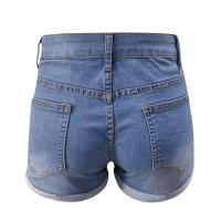 CA Pantalones cortos vaqueros retro de alta gama, elásticos, ajustados, con borlas rasgadas para mujer - details 7