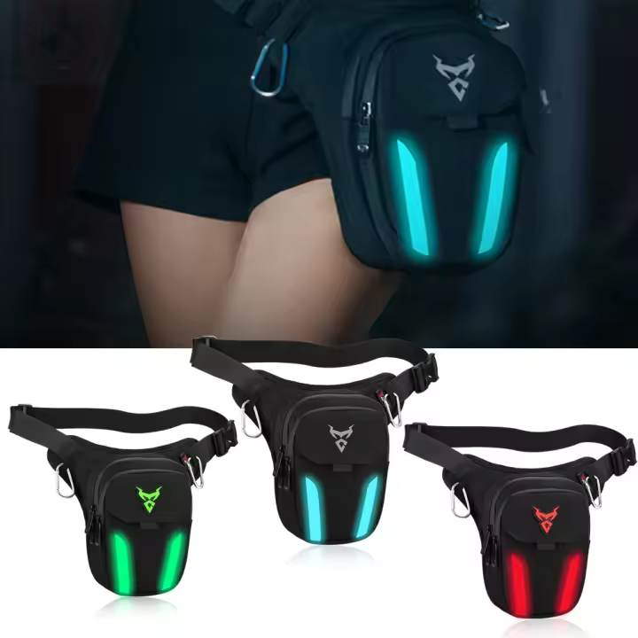 Bolsa De Pierna Para Motocicleta Impermeable Con Luz LED Bolsa De Cintura Para Motocicleta Y Bicicleta Deporte Al Aire Libre Bolsa Transversal Para Móvil - 1