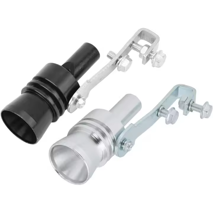 Car Exhaust Sound Booster,Exhaust Pipe Whistle,Aluminium Alloy Exhaust Pipe Whistle Car Modified Part TC XL Black & Sliver(Black) - 1