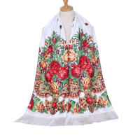 Bufanda De Lujo Para Mujer Con Floral Shawl Vintage Con Borlas Cálido Foulard Bandana Estilo Casual Tamaño Grande Para Otoño E Invierno - details 2