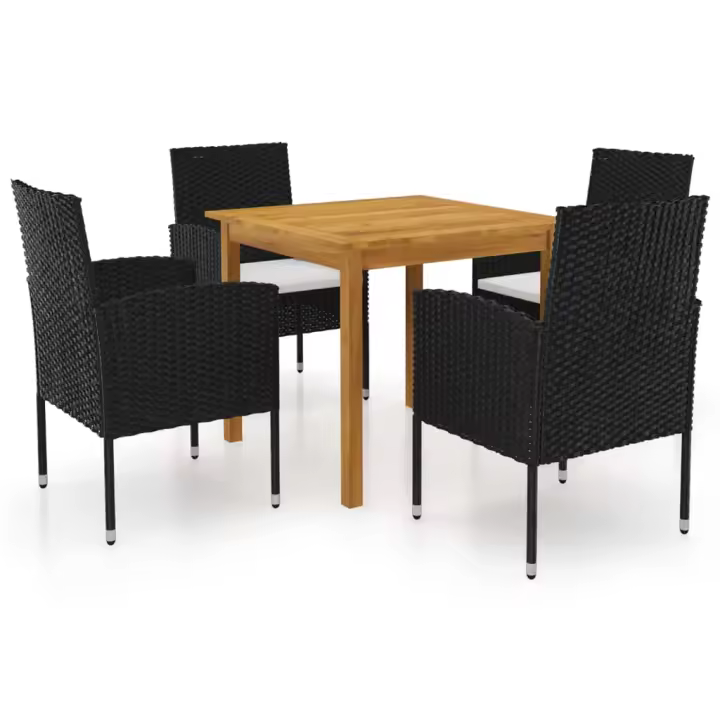 vidaXL Juego de comedor para jardín de 5 piezas negro - 1