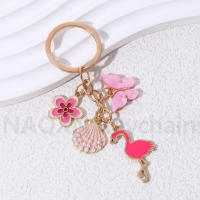 Llavero De Mariposa Y Flamenco En Rosa Para Mujeres Y Niñas Adorno De Bolsa Hecho a Mano Joyería DIY De Animales Y Insectos - details 1