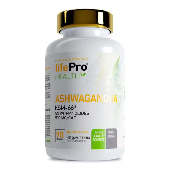 LIFE PRO NUTRITION ASHWAGANDHA 500MG KSM66 90 VCAPS - Combate Radicales Libres - Regula Glucemia - Mejora Descanso y Sueño - 1