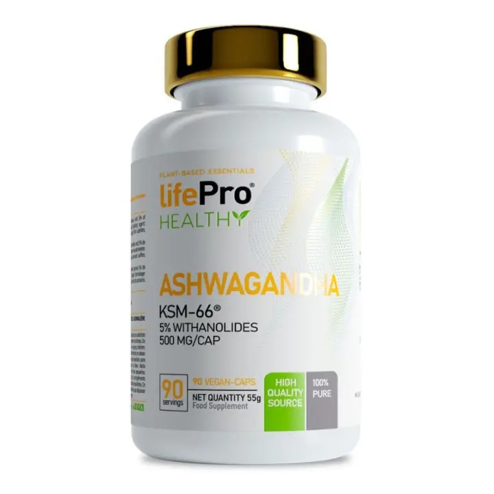 LIFE PRO NUTRITION ASHWAGANDHA 500MG KSM66 90 VCAPS - Combate Radicales Libres - Regula Glucemia - Mejora Descanso y Sueño - 1