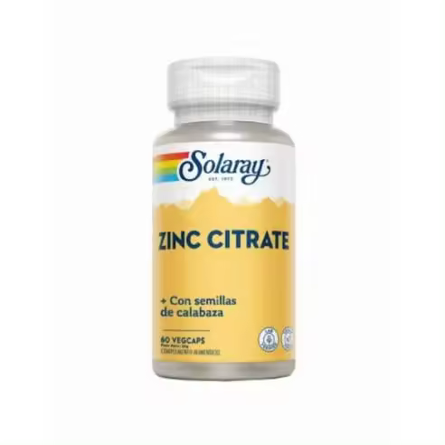 Solaray ZINC CITRATO 60 Cápsulas-Suplemento alimenticio 100% natural-LINEA HOMBRE-Potenciador natural-Con semillas de calabaza - 1