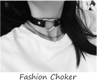 Gargantilla - Gargantilla Corazón Punk, Collar Personalizable, Collar Cadena, Collar Gótico Cuero para Señoras, Negro - details 2