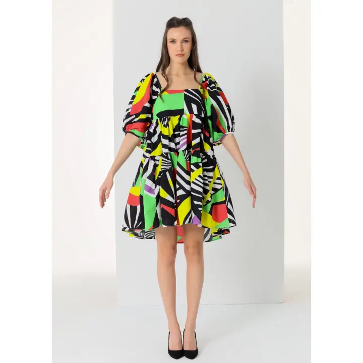 Victorio & Lucchino - Vestido corto con volumen estampado - 1
