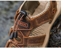 Sandalias De Cuero Genuino Para Hombre Zapatos De Verano Resistentes Al Agua Para Exterior Y Playa Sandalias Romanas Casuales Para Adultos Talla Verdadera - details 3