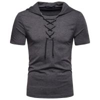 Camiseta Casual Para Hombre Con Capucha Y Cierre De Cordón Estilo Hip-Hop Manga Corta Transpirable Ligera Elástica Sostenible - details 5
