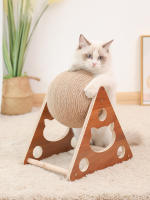 Juguete Para Gatos De Madera Con Pelota Y Pared De Rascado Para Uñas Duradero Plataforma De Subida Con Correa De Hemp Regalo Para Mascotas - details 13