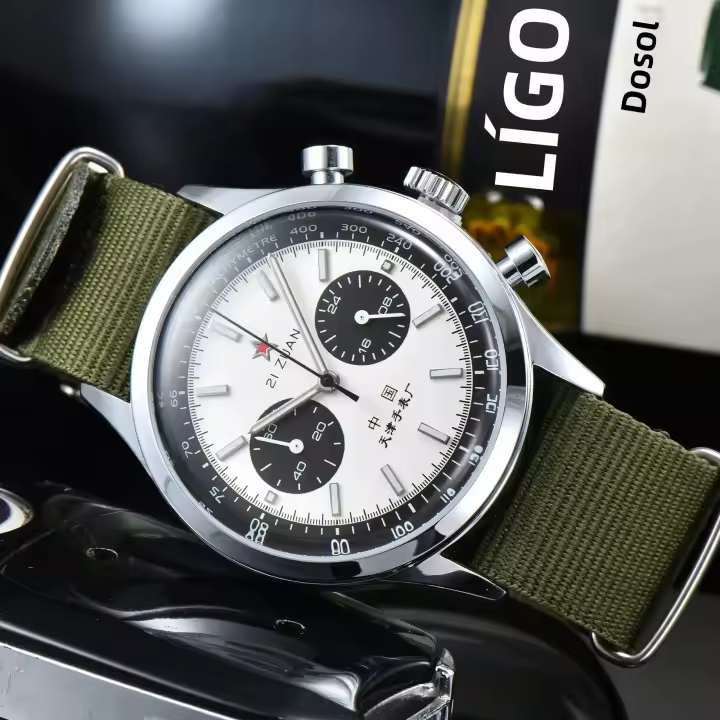 Reloj De Pulsera De Cuarzo Militar Único Para Hombre 42mm HEIMDALLR 1963 Resistente Al Agua Con Bandela De Lona Y Dial Circular De Marcadores Arábigos - 1