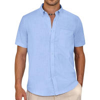Camiseta De Algodón Para Hombre Manga Corta Verano Casual Camisetas De Playa Regular Con Bolsillo Botón-down Basic Streetwear - details 1