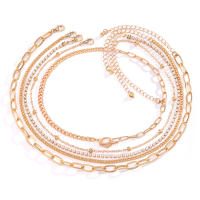 Juego De Collares Separables De 5 Capas Para Mujer Collar Corto De Cadena Con Rhinestone Moda 2023 Joyería Regalo - details 3