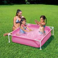 Piscina infantil SOLMAR para mascotas y niños 122x122x30,5 cm rosa | Tubular fácil montaje y desmontable - details 1