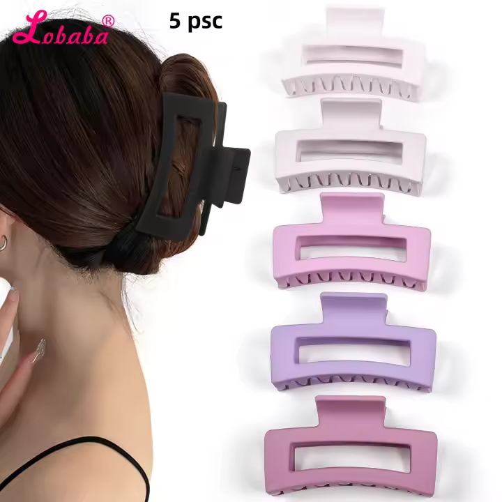 Juego De 5 Piezas De Pinzas Para Cabello De Mujer Estilo Sencillo Color Sólido Fuerte Adhesión Clips De Plástico Moda Accesorios Para El Cabello - 1
