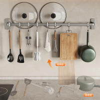 Gancho De Pared Organizador De Cocina Porta Utensilios Cuchillo Soporte Para Tapa De Olla Y Cuchara Almacenamiento De Toalla De Baño Y Ropa - details 1