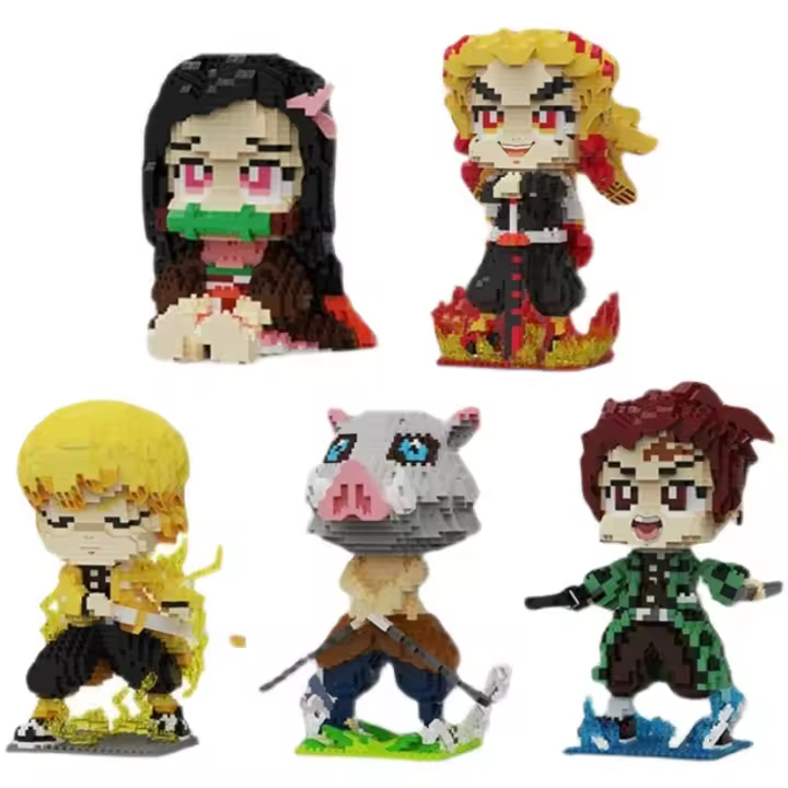 Figura De Anime Demon Slayer Bloques De Construcción Kimetsu No Yaiba Tanjirou Nezuko Zenitsu Kyoujurou Juguetes Para Niños Regalos - 1