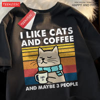 Camiseta De Algodón I like Cats And Coffee Para Hombres Y Mujeres Camiseta Hip Hop Suelta De Cuello Redondo Moda Streetwear Para Pareja - details 10