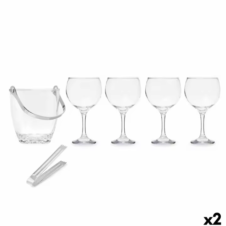 Cubitera Vivalto 11444 Transparente Metal Cristal 14,5 x 12 x 12,5 cm 4x (10,5 x 20 cm) Copas (2 Unidades) - 1