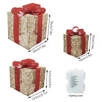 3PCS Caja De Regalo Navideña Con Luz Y Lazo LED Decoración Festiva Para Interior Y Exterior Material Plástico - details 5